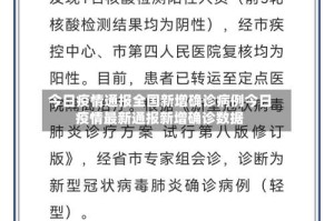 今日疫情通报全国新增确诊病例今日疫情最新通报新增确诊数据