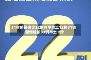 31省新增确诊22例其中本土12例31省新增确诊33例本土1例!