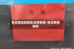 枣庄游玩的地区没有疫情/枣庄有病例吗