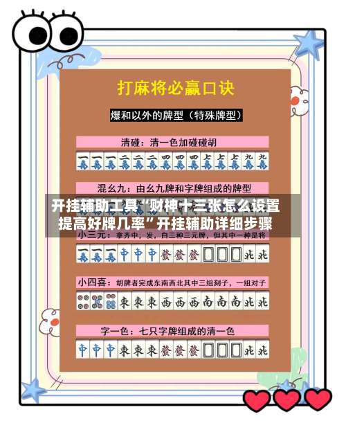 开挂辅助工具“财神十三张怎么设置提高好牌几率	”开挂辅助详细步骤-第1张图片