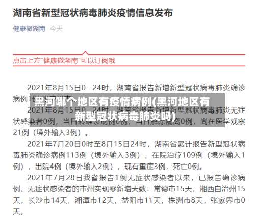 黑河哪个地区有疫情病例(黑河地区有新型冠状病毒肺炎吗)-第1张图片